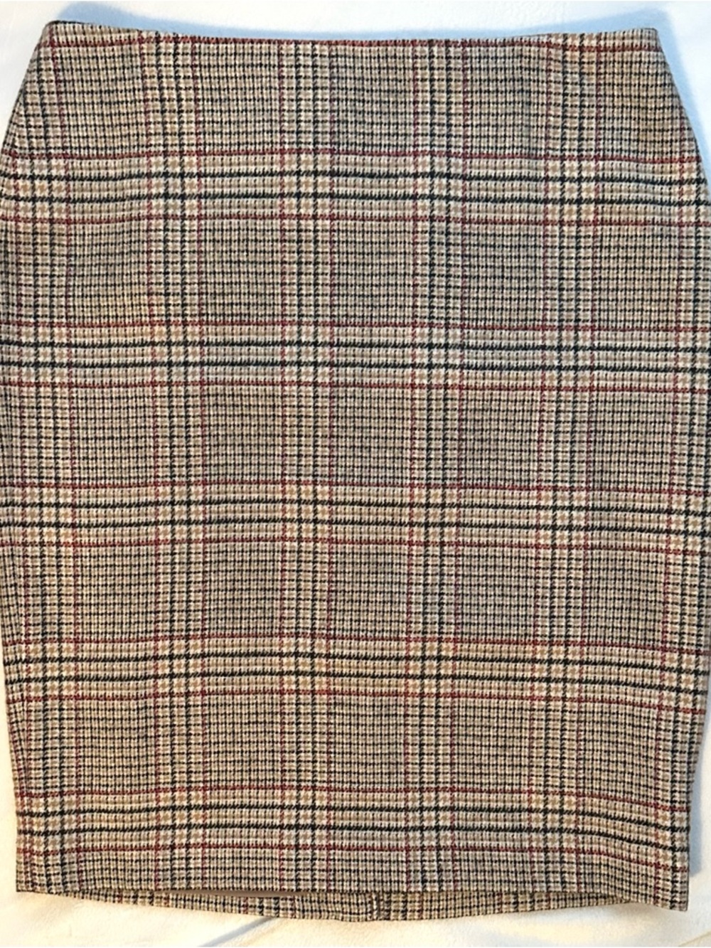 Talbots Brown Tan Plaid Wool Straight Pencil Skirt 14 Lined NWT Career Office